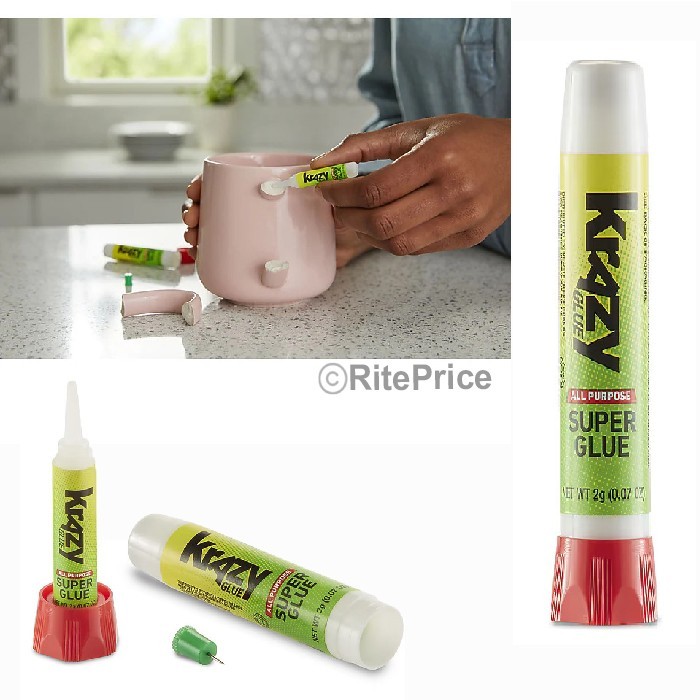2 Pcs Krazy Glue 0.07oz Instant Thick Super Glue All Purpose Fast Drying Tube