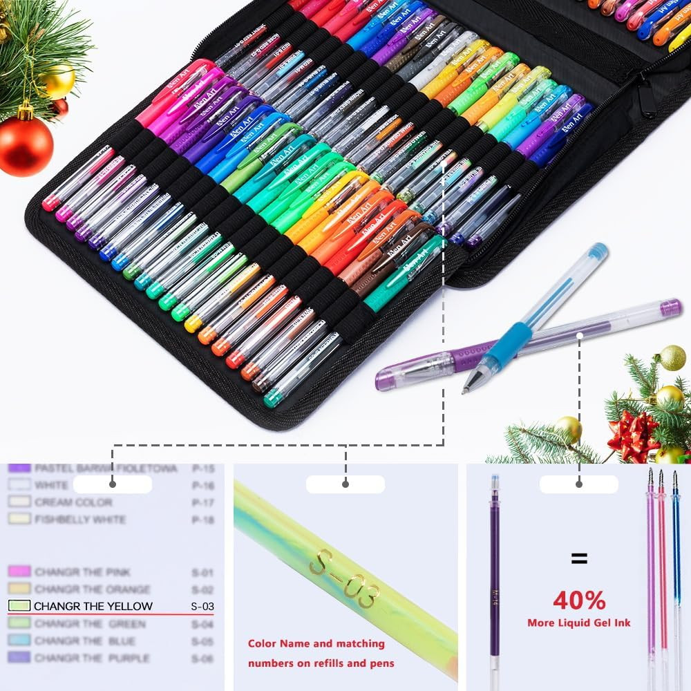 Gel Pens for Adult Coloring Books, 160 Pack Artist Colored Gel Pen