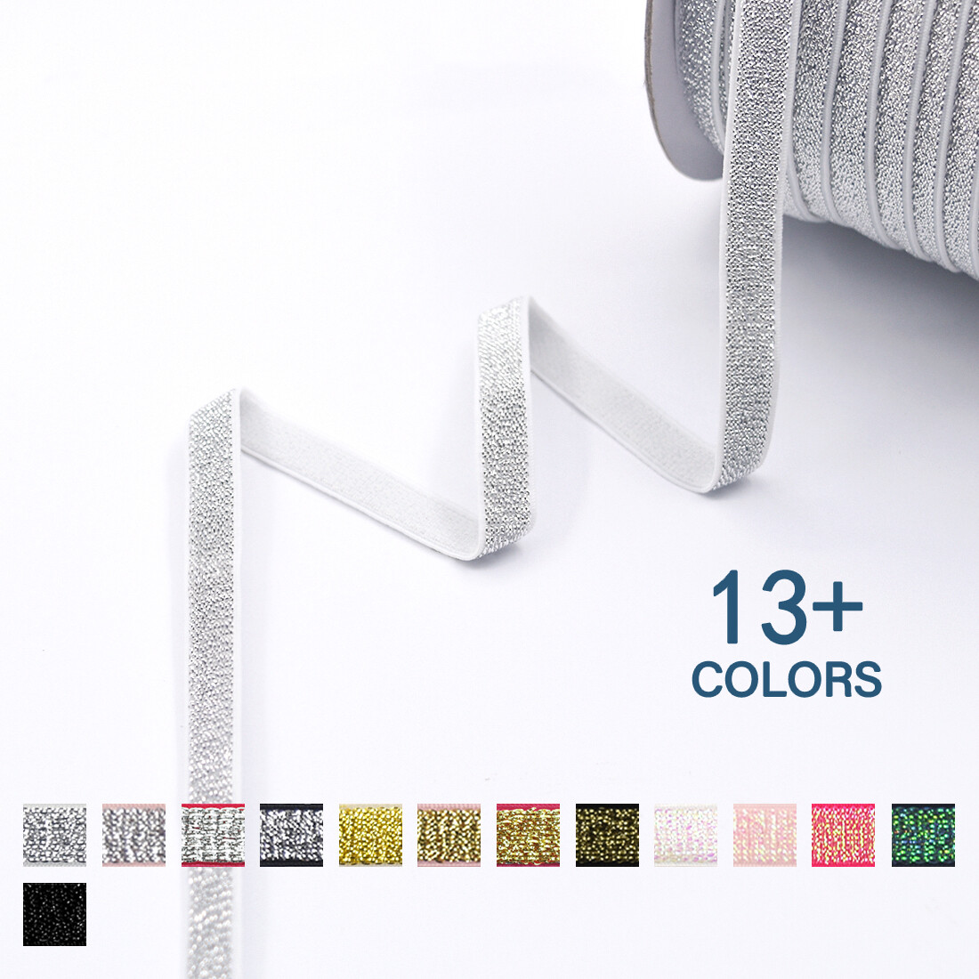 Metallic Glitter Bra Strap Elastic Band 3/8″ 10mm Lingerie Making 2 5 10 Yard