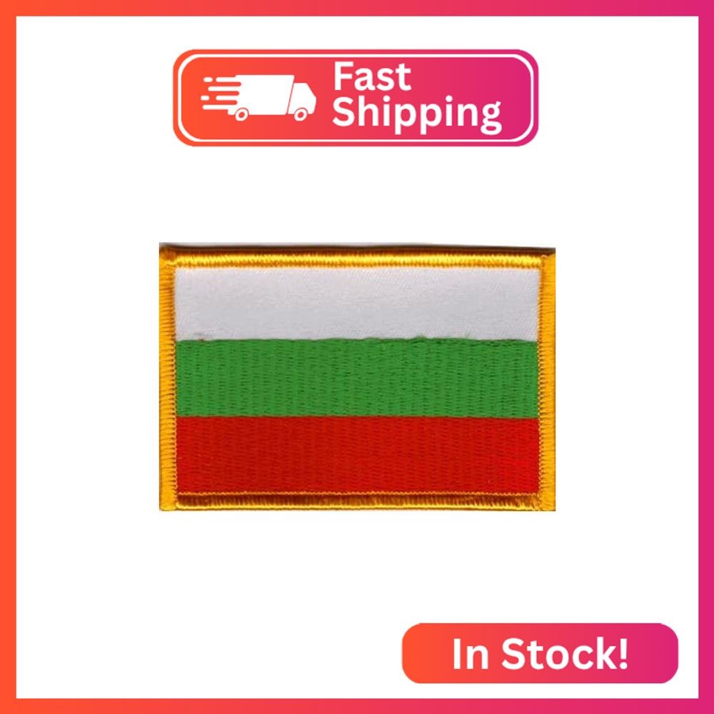Bulgaria Flag Patch with Hook Backing Measures 3.50 x 2.25 inches Embroidered Fl