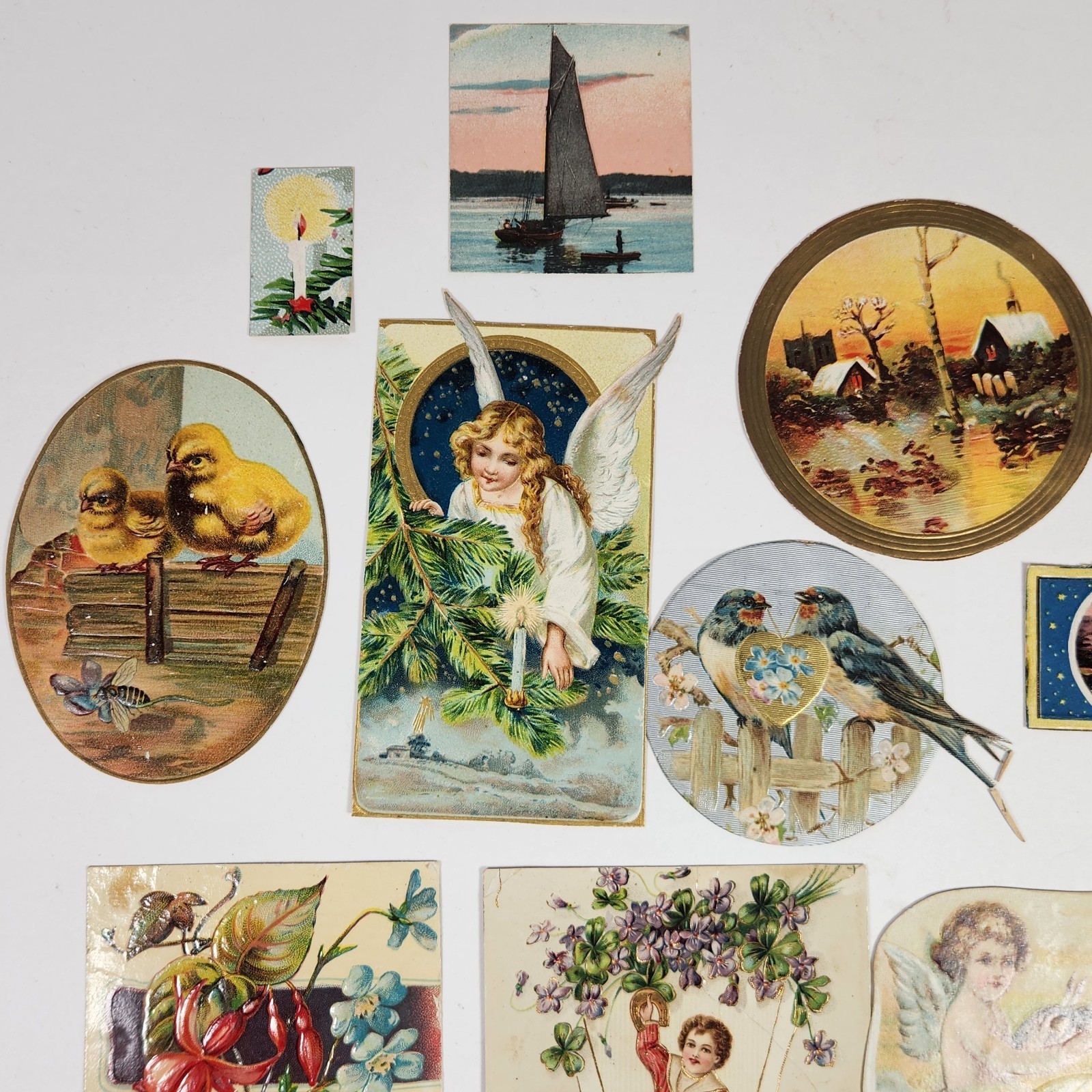 Antique Ephemera Mixed Postcard Remnants, Scrapbook Pieces Early 1900s Mixed Lot