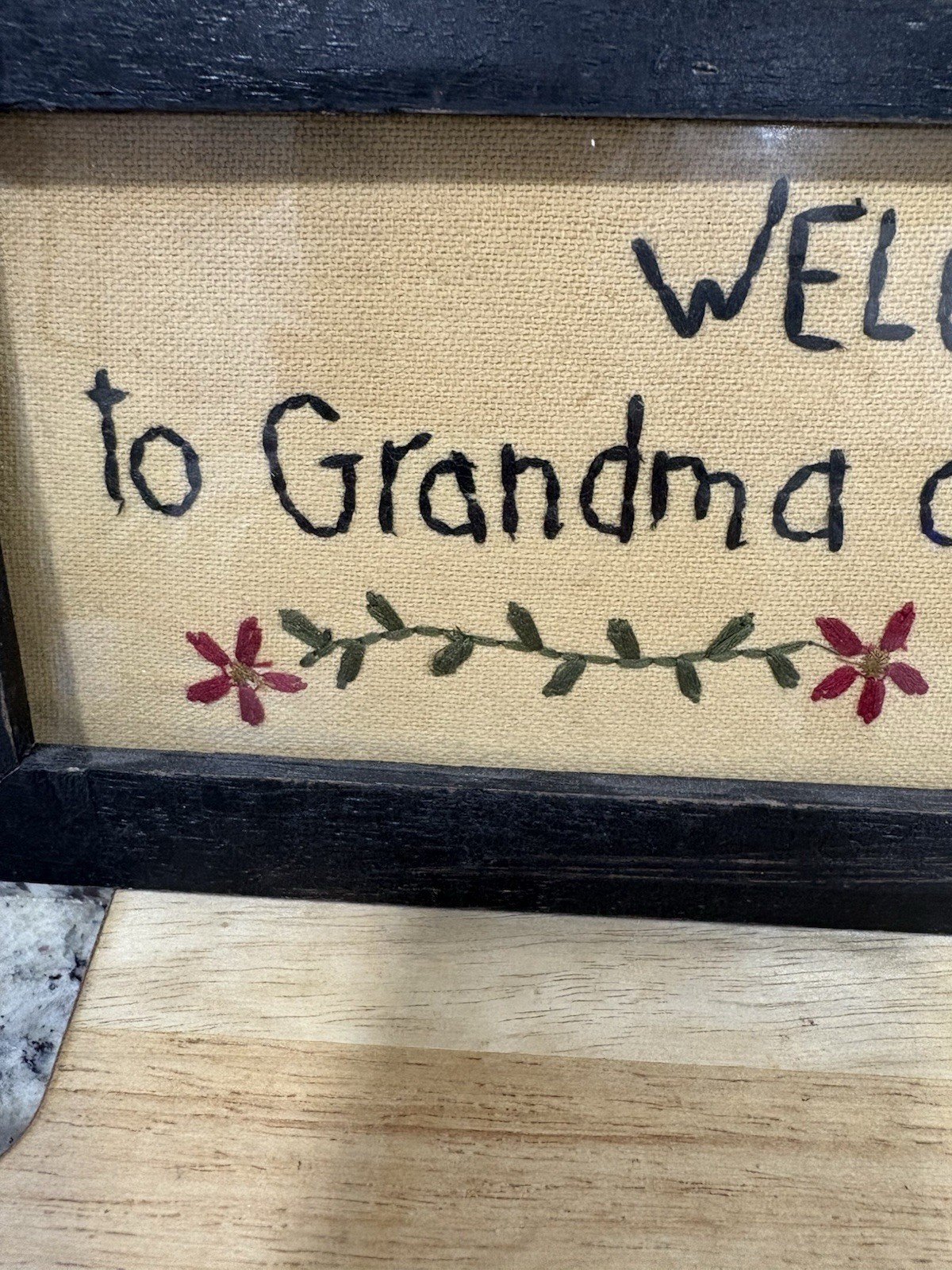 Framed Cross Stitch Vintage Decor “welcome To Grandma & Grandpa’s Open 24 Hours