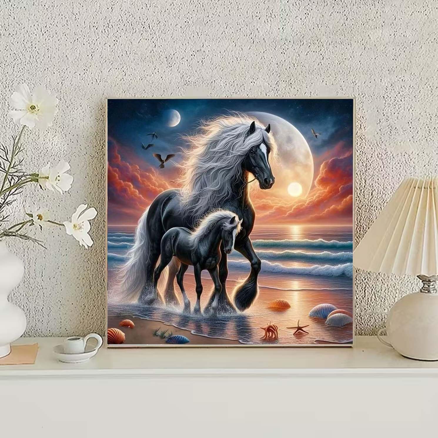 5D Diamond Painting Kits for Adults Beginners,Animal Horse Diamond Art Kits,DIY