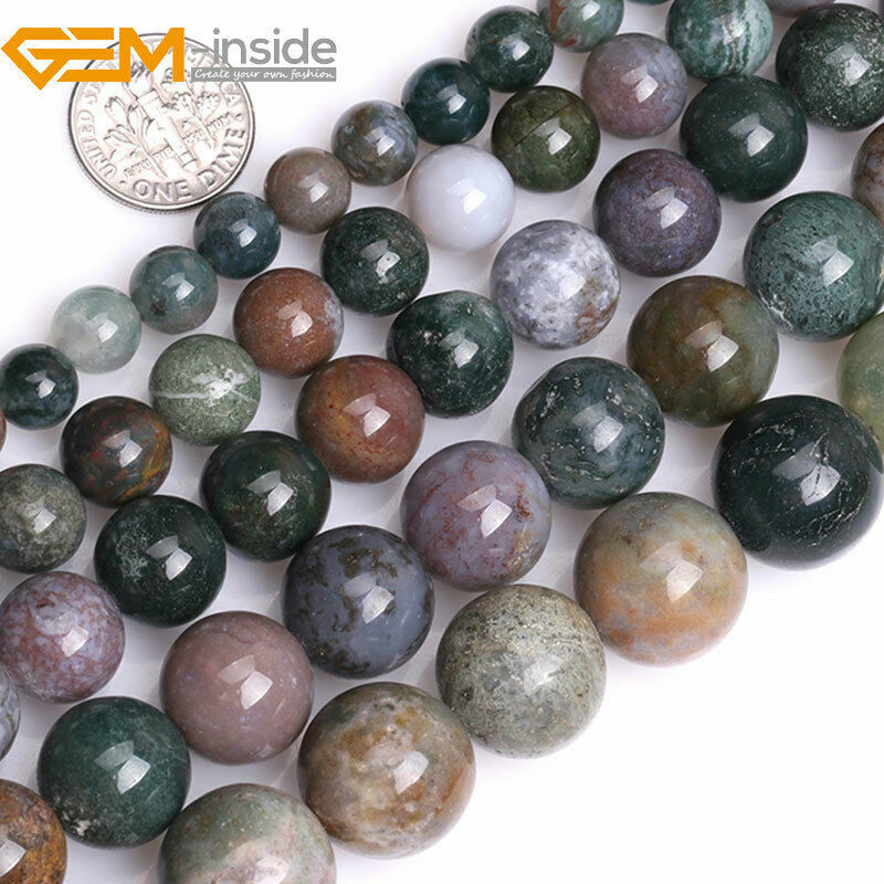 Natural Gemstone Indian Agate Round Loose Beads For Jewellery Making Strand 15″