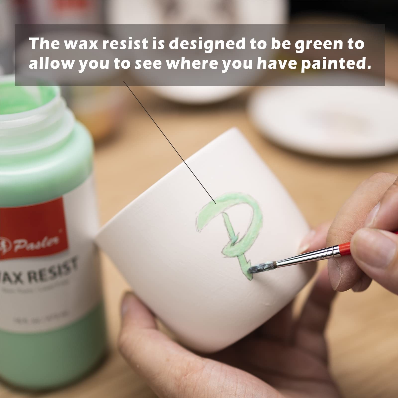 Pasler Wax Resist Perfect for Pottery Bisque, Greenware, Glaze & Slip, 16oz