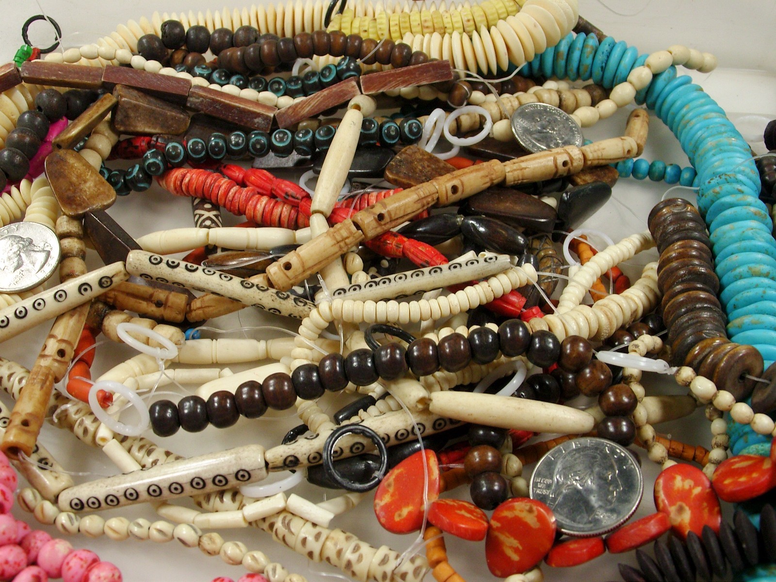 2 Pounds Odds and Ends India Handmade Water Buffalo Bone Beads Lot (AXP-7) ⭐