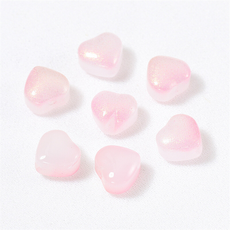 100Pcs Pink Glass Lampwork Heart Spacer Beads 6mm Choose Color DIY Crafting