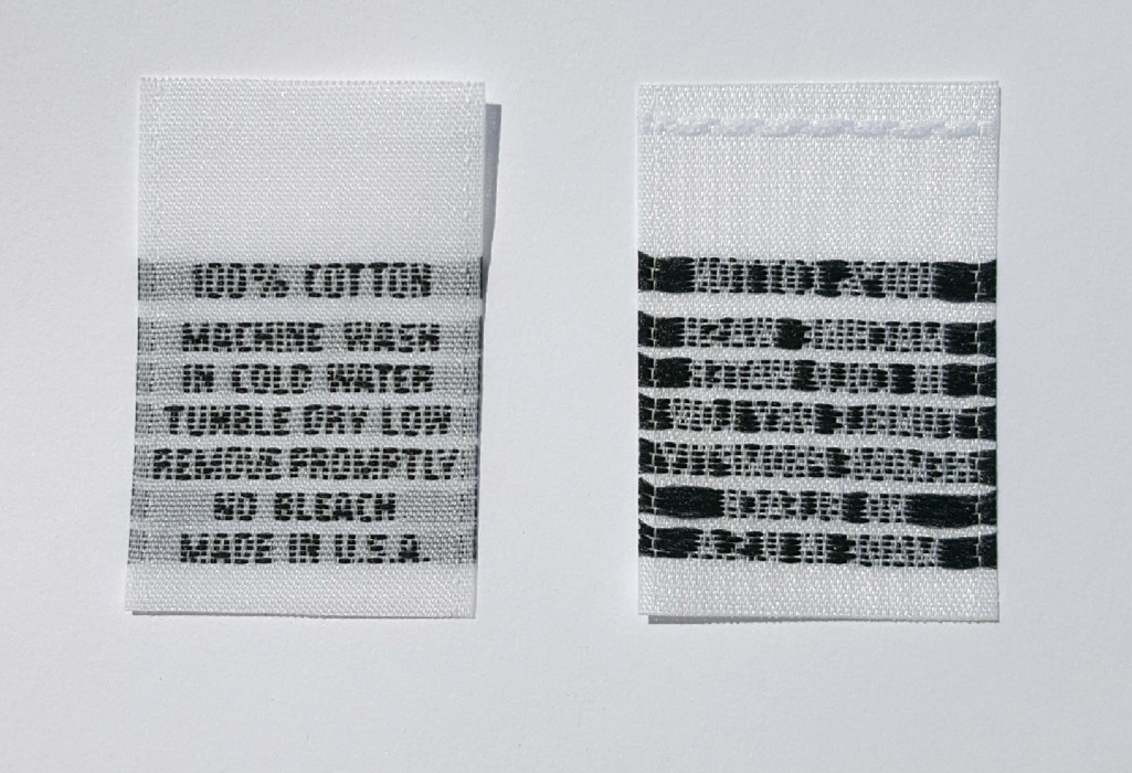 100pcs WOVEN NON-FRAYING CLOTHING SEWING LABELS, CARE LABEL – 100% COTTON