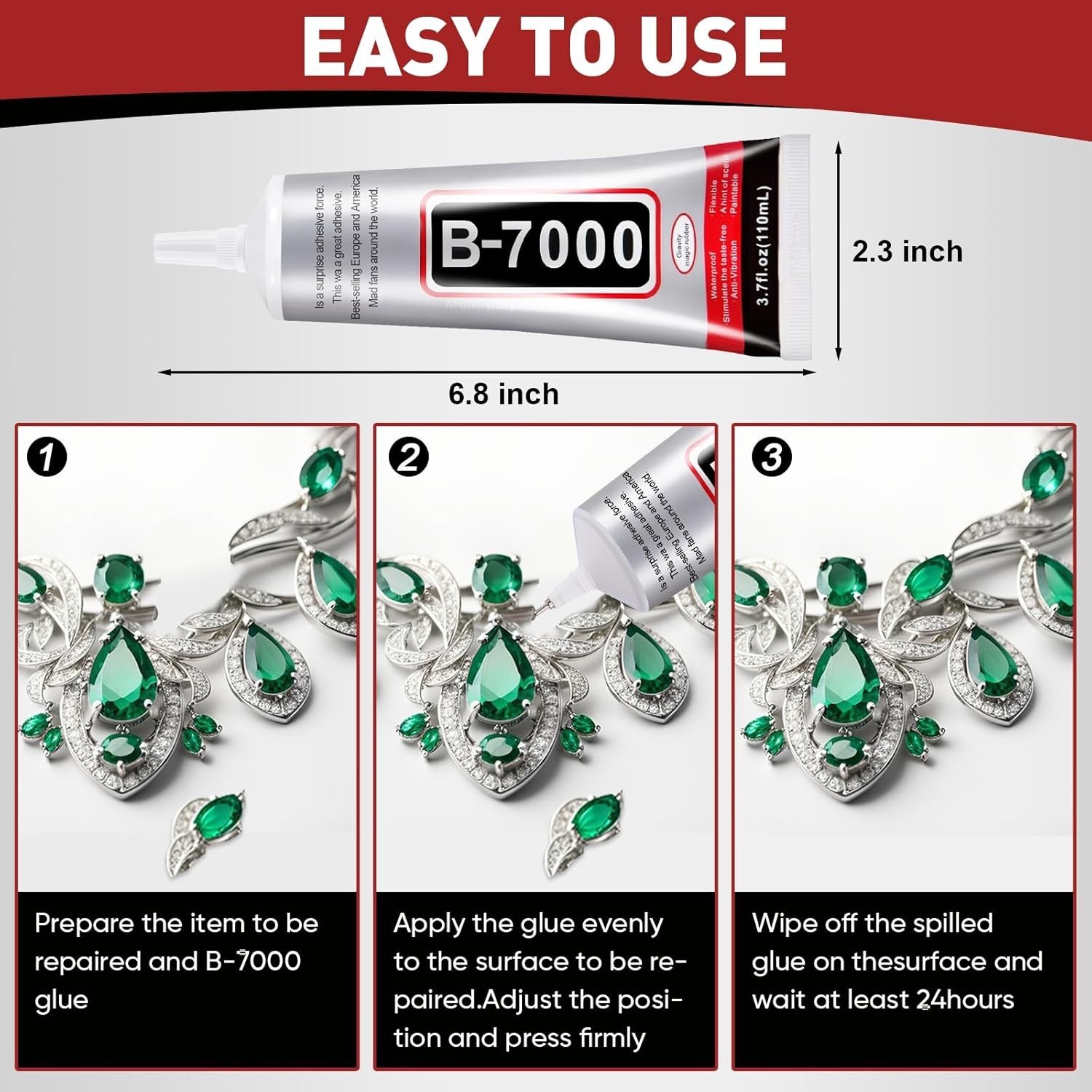 2 PCS 110ml Glue Clear with Precision Tip, Bedazzling Glue, Rhinestone Glues,…