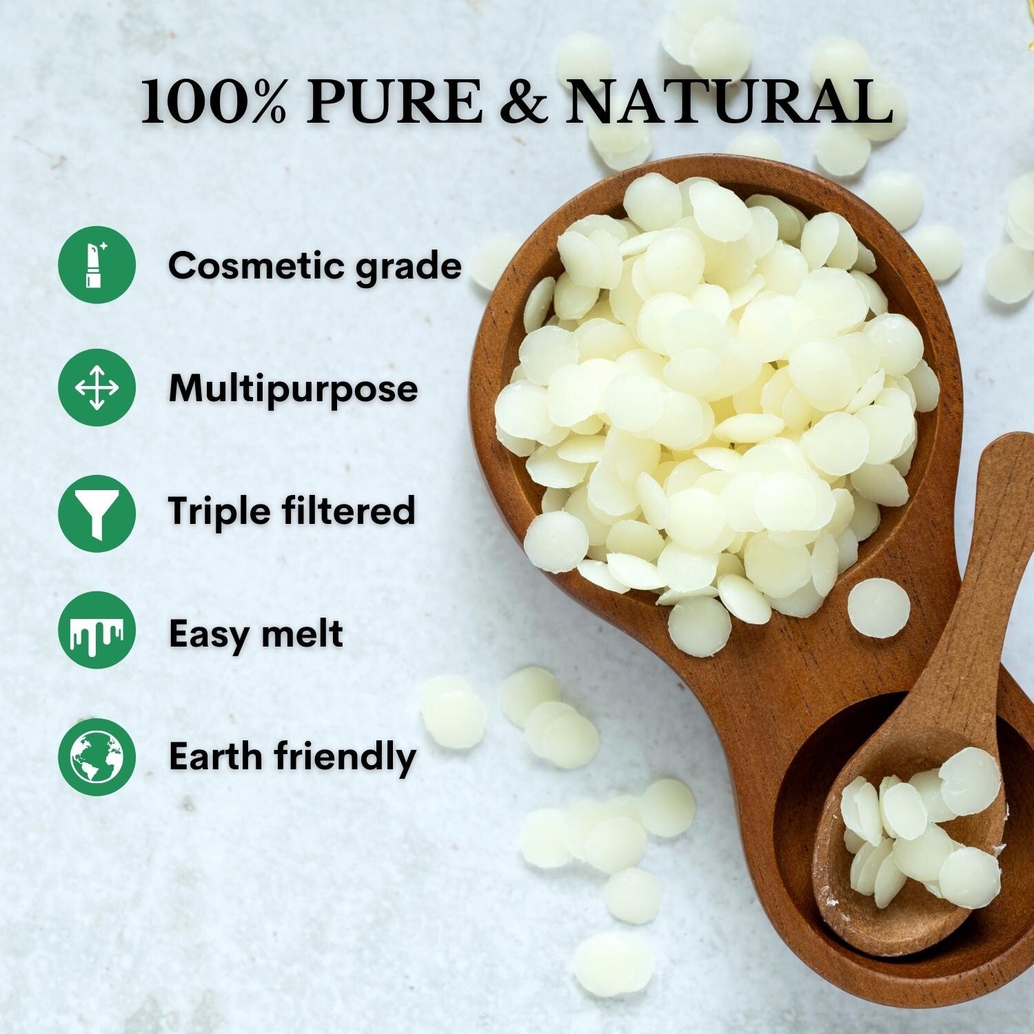 Organic White Beeswax Pellets 1lb, 100% Natural & Pure, Cosmetic Grade Pastilles