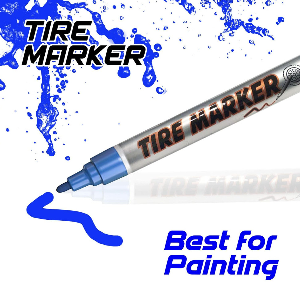 6-PACK BLUE Tire Lettering Paint Marker Pen,Waterproof Permanent Automotive