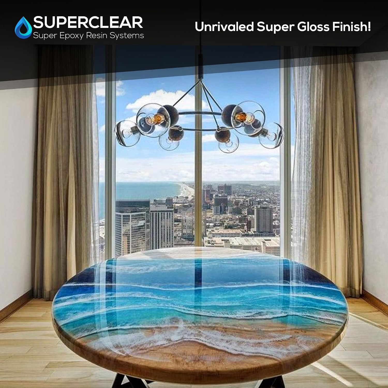 Table Top Epoxy Resin 2 Gallon Kit, Crystal Clear 1:1 Coating | Self-Leveling Co