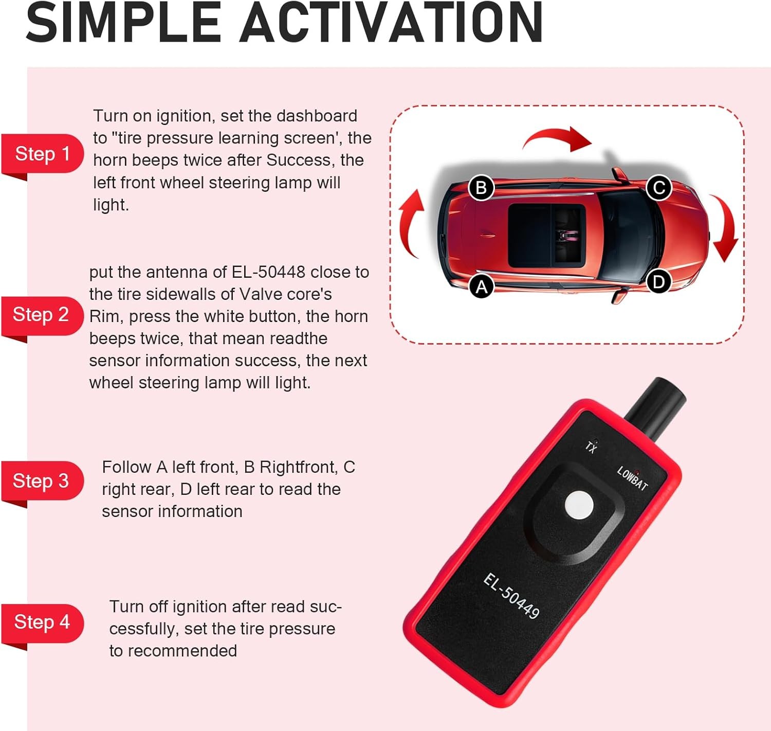 TPMS Activation Tool for Ford Lincoln – Tire Pressure Monitor Sensor Reset