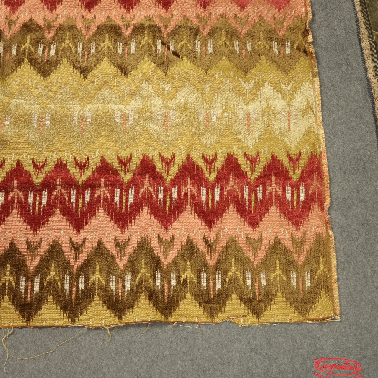 Geometric Earth Tone Chevron Striped Upholster Fabric Red Green Gold 56″x56″