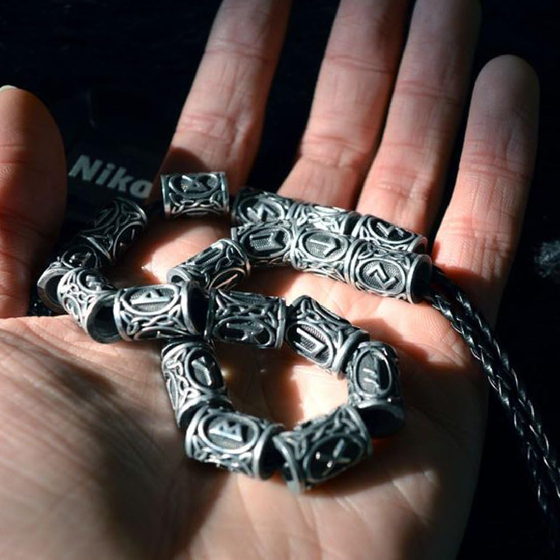 24Pcs Norse Vikings Runes Hair Beard Beads for Bracelets Pendant Necklace Diy