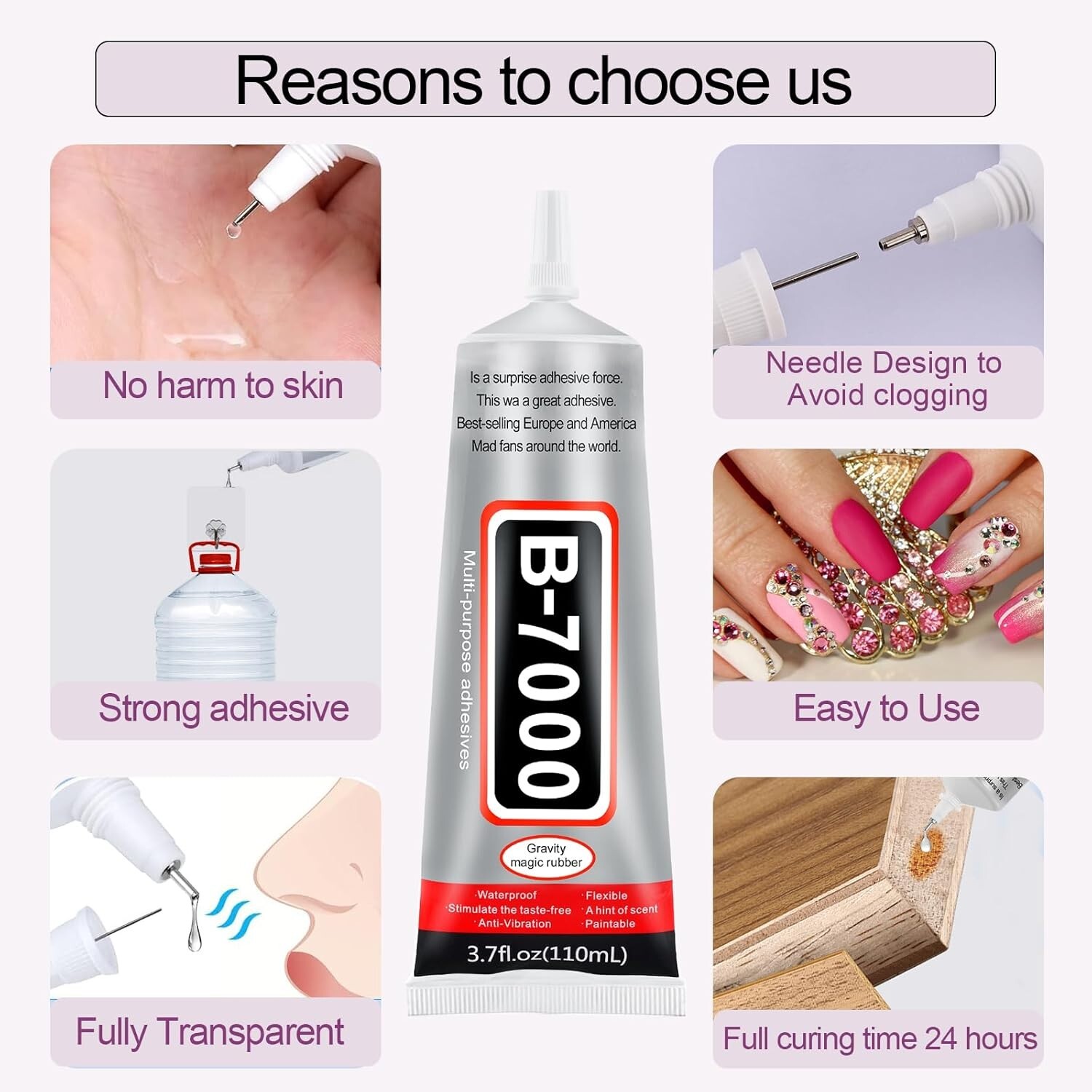 4Pk 110ml B7000 Glue Clear With Precision Tip Rhinestone Fabric Shoe Jewelry DIY