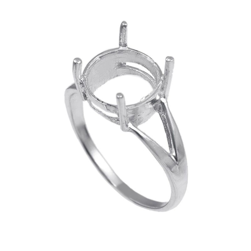 Semi Mount Ring Stone Setting Size 10X10 MM Round Shape 925 Sterling Silver Ring