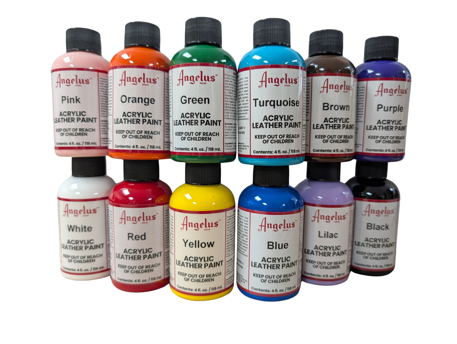 Angelus Acrylic Leather Paint Best Sellers Starter Kit 4 Ounce Bottles – 12 Pack