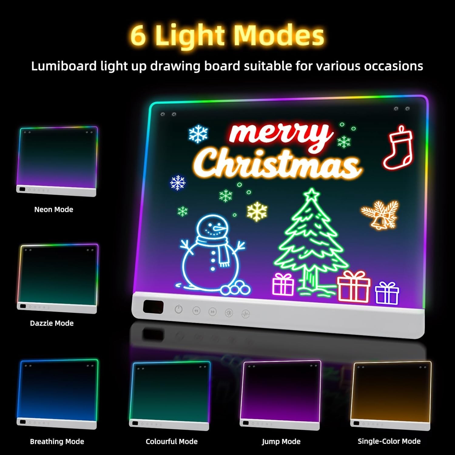 Led Drawing Board with 13 Light Effects, 16″ Rechargeable Glow Doodle LED Note B