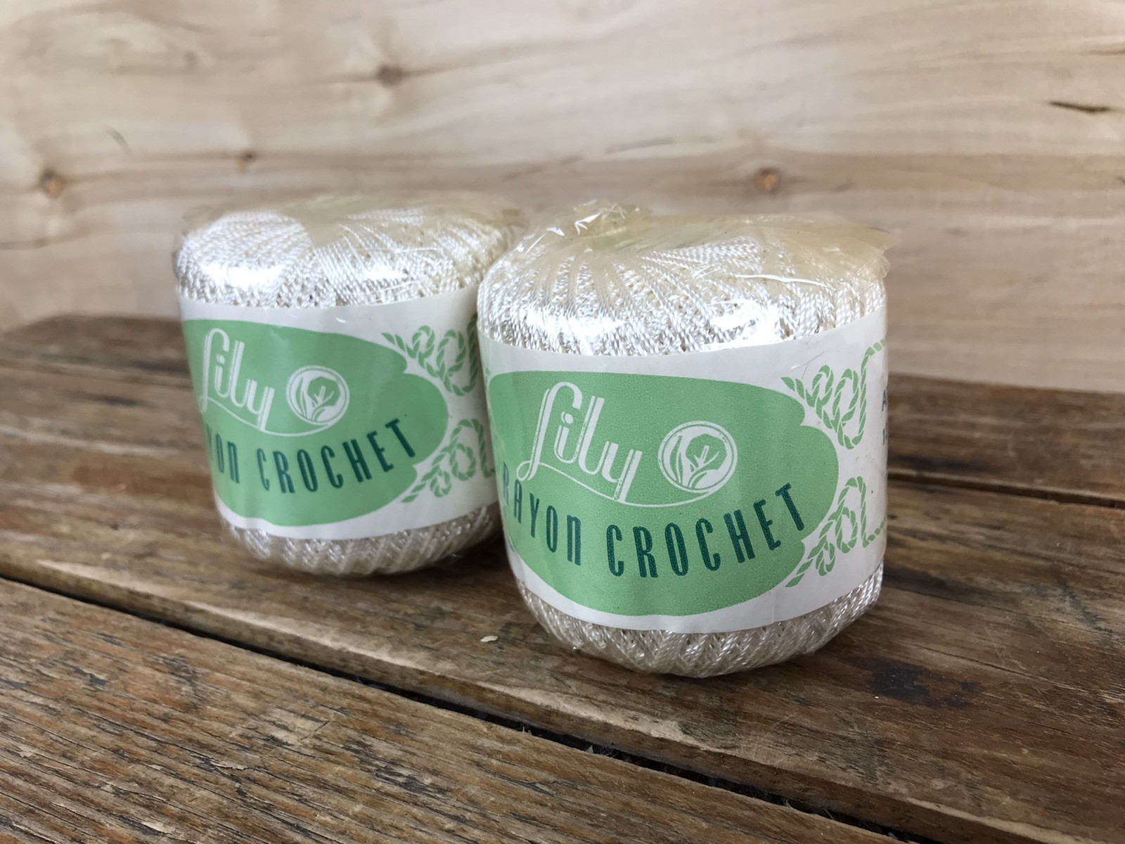 Vintage Lily Rayon Crochet Thread Lot 2 Skeins White NEW NIP