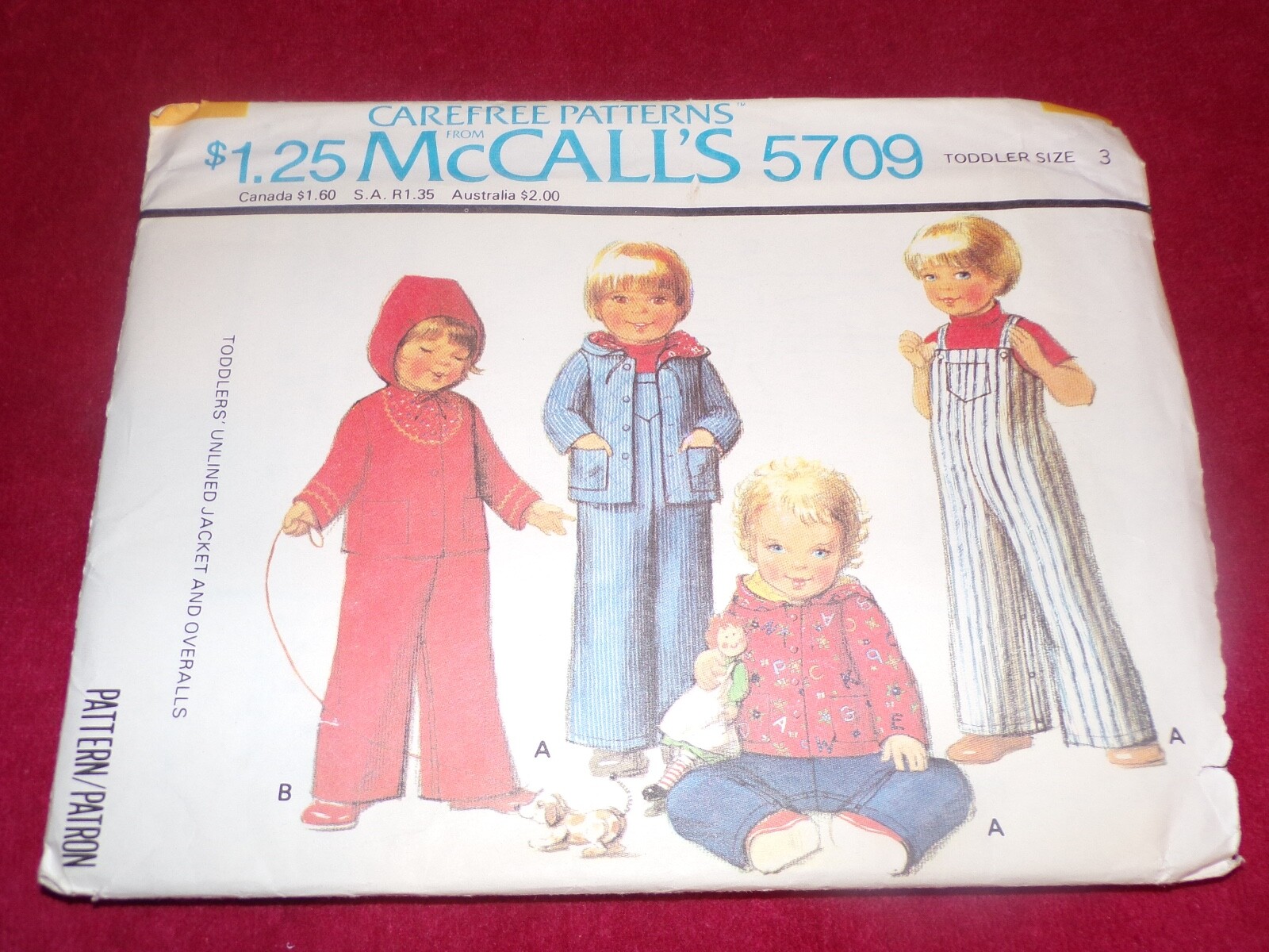 👼🏻 UNCIRCULATED 1977 McCALL’S #5709-CHILDS OVERALLS & JACKET PATTERN ½-3 FF