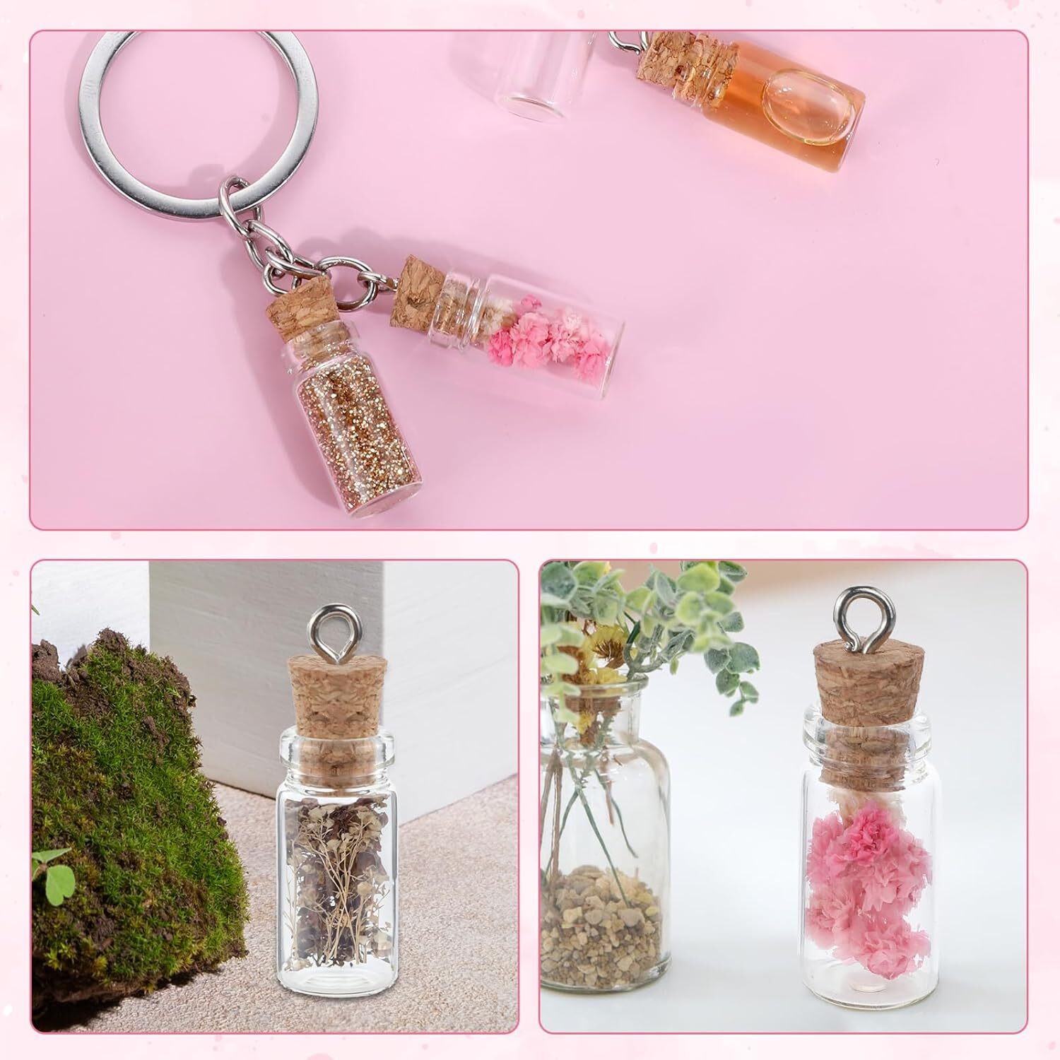20Pcs Small Glass Bottles with Cork 1ml Empty Spell Jars Mini Potion Bottles