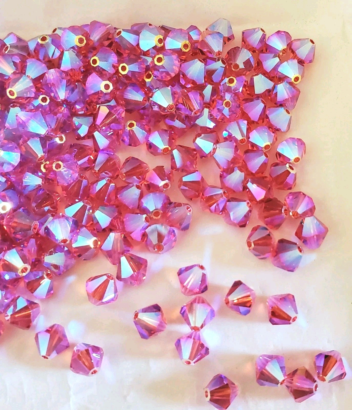 Swarovski 5301 6mm bicone beads, Indian Pink AB2X (12pcs)