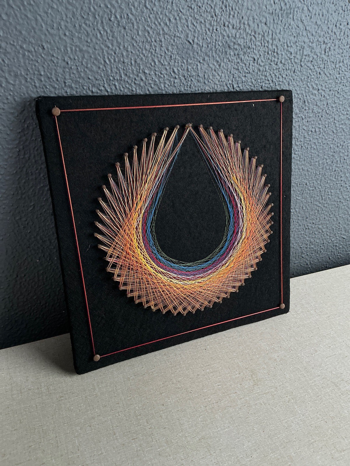 Mid Century Modern Geometric Crescent String Art Wall Plaque – 18×18