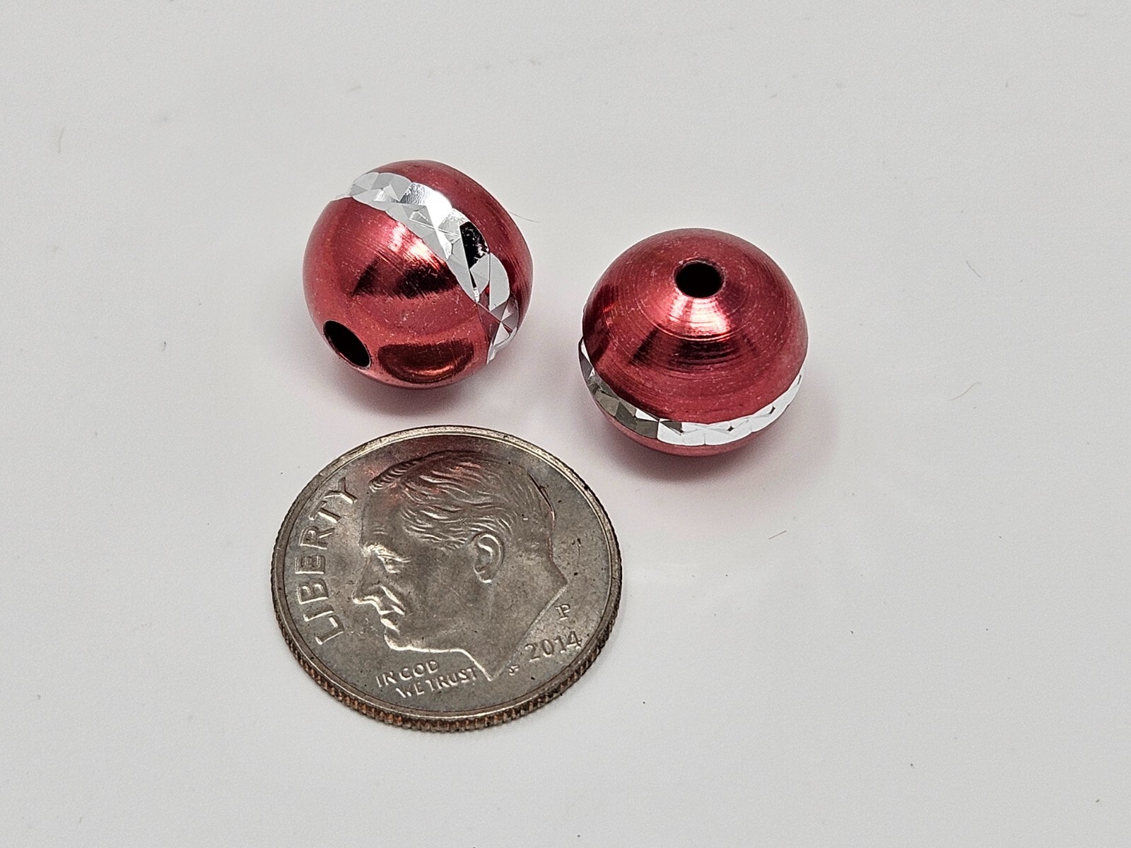 25 Metallic Pink & Silver Rhinestone Trim 12mm Round Metal Craft Jewelry Beads