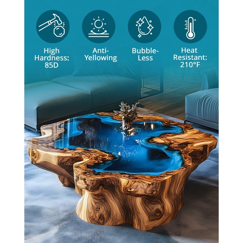 Pour Epoxy Resin-1.5 Gallon 2-4 Inch KHKD RESIN Crystal Clear Resina Epoxica Kit