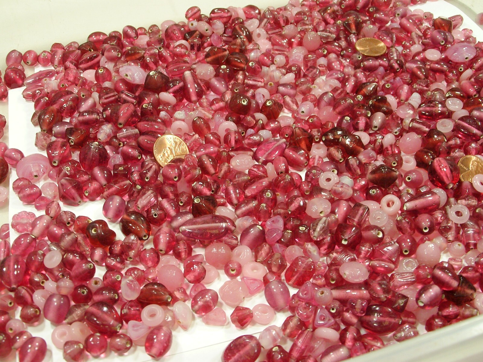 2 Pounds Assorted Shapes and Sizes India Handmade Pink Glass Beads Bulk (GV-3B)