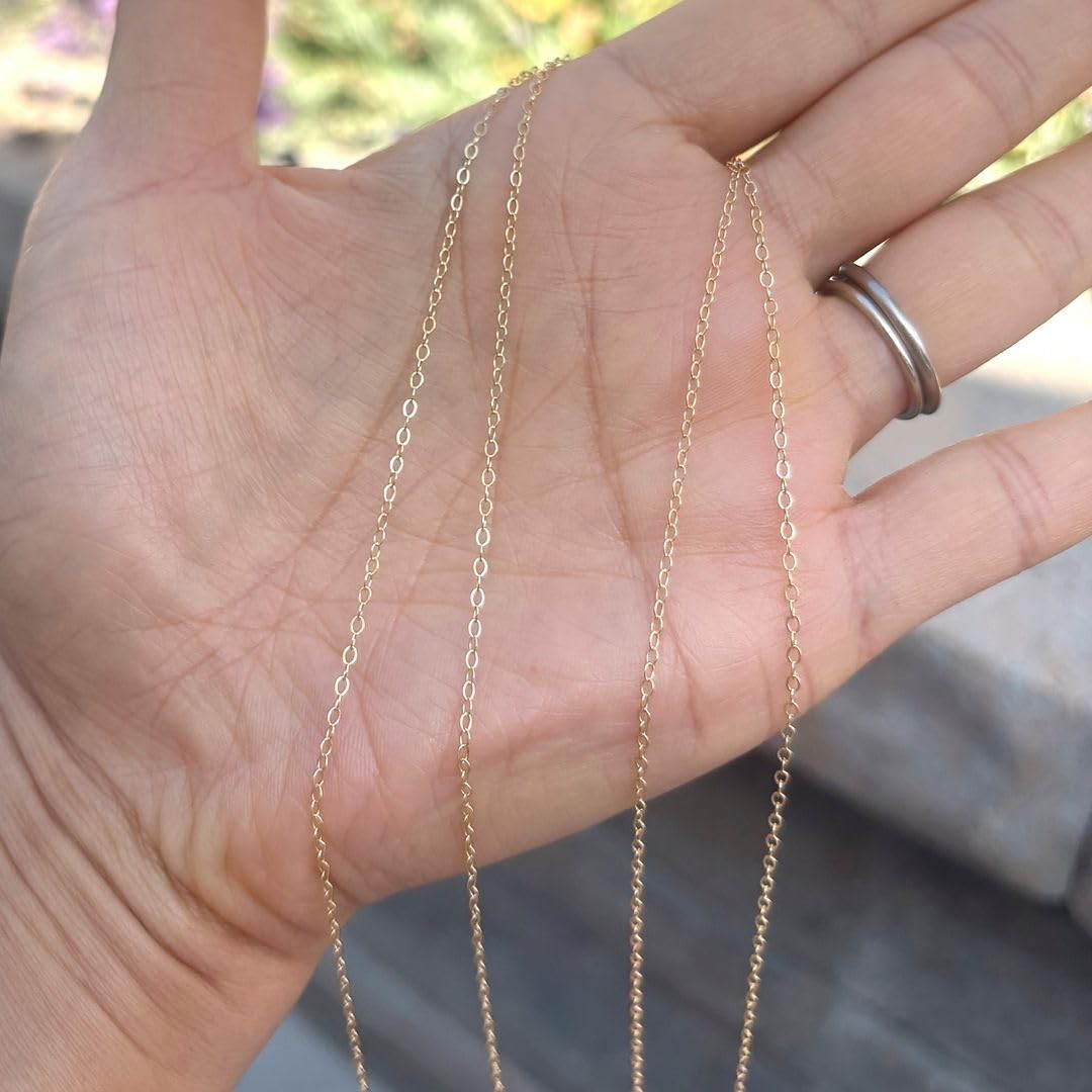 Adabele 5 Feet 1/20 14K Gold Filled Flat Cable Link Chain 1.5mm