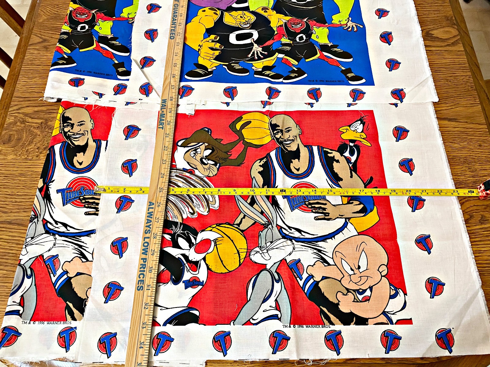 1996 MICHAEL JORDAN SPACE JAM Warner Bros Fabric Panel Basketball Looney Tunes