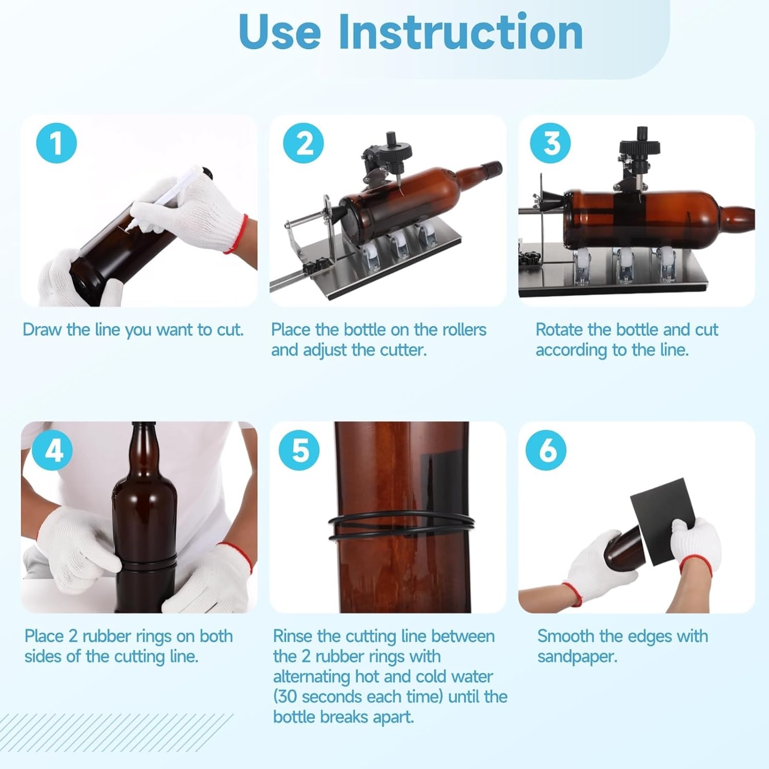 Glass Bottle Cutter Kit Wine Bottle Cutting Tool All Shapes Cut Glass Bottles
