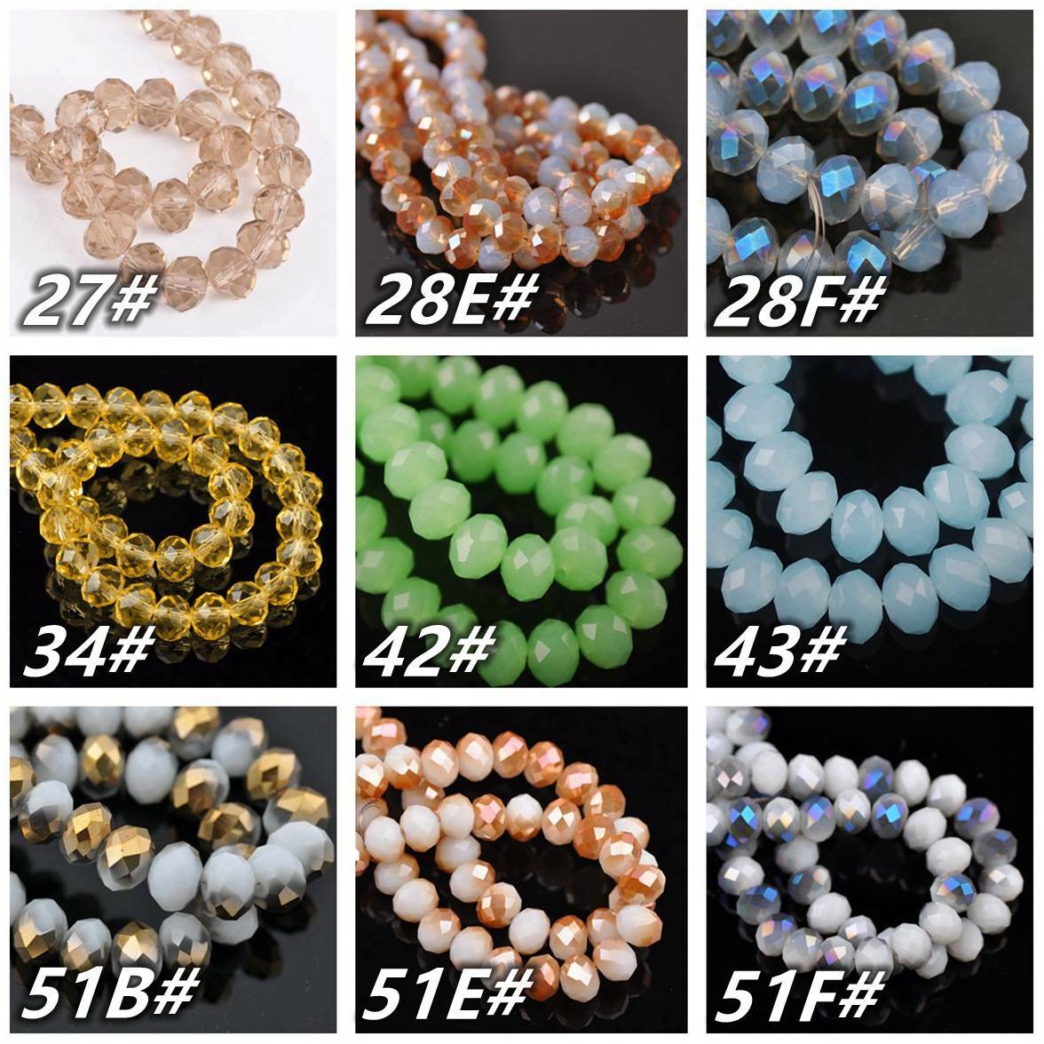 3mm 4mm 6mm 8mm 10mm 12mm Rondelle Faceted Crystal Glass Loose Spacer Beads lot