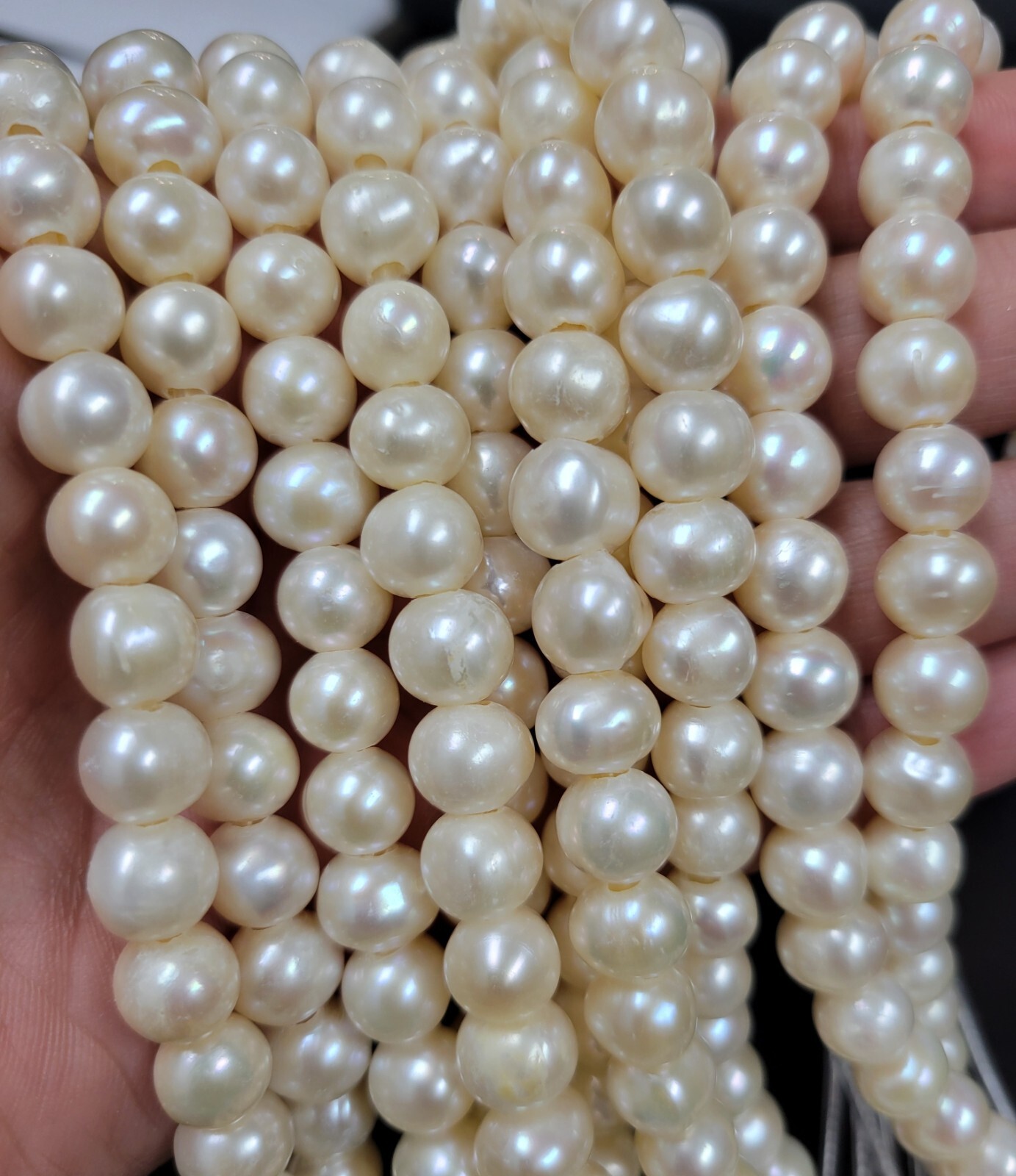 Large Hole Pearls. Freshwater Pearls. Larger Hole Drilled, All Sizes, 14″ Strand