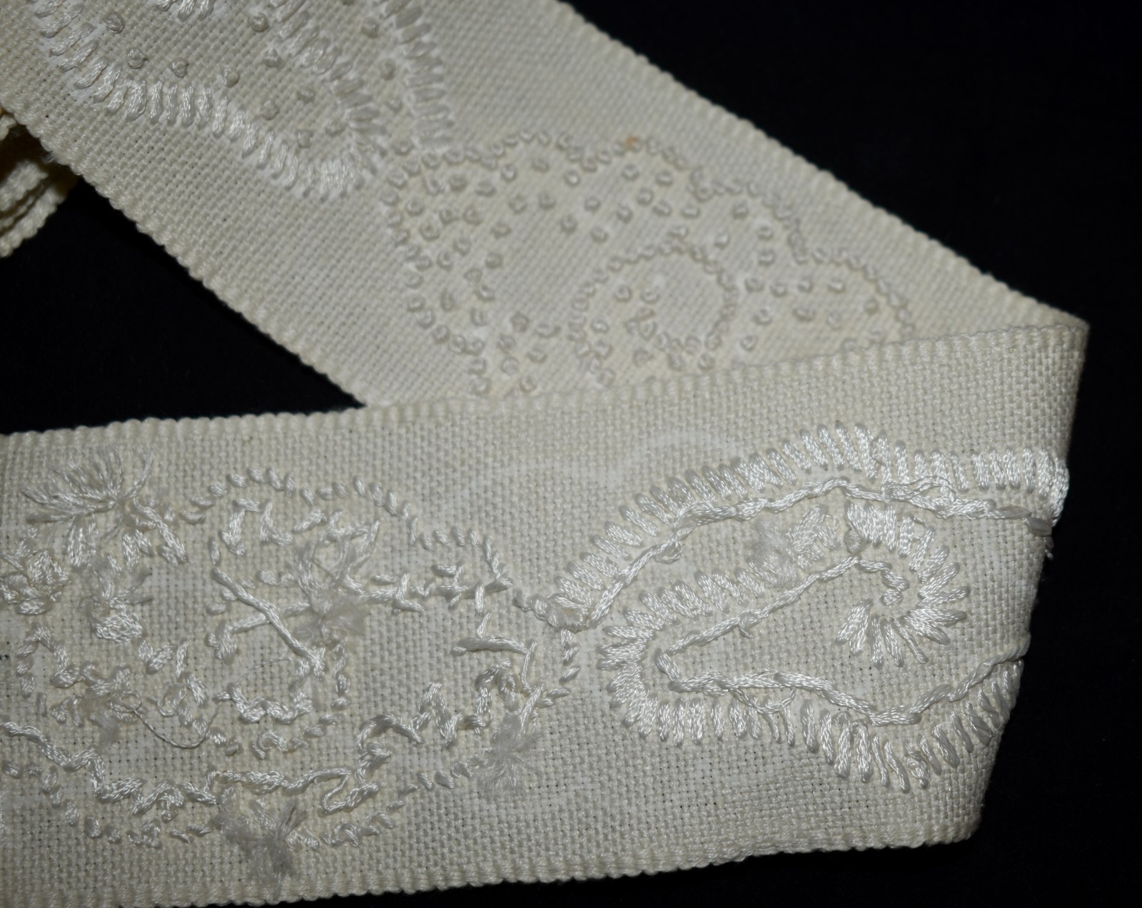 1.78yd Samuel & Son CHINA CLOUD Chantilly Cream 3″w EMBROIDERED BORDER TRIM Tape