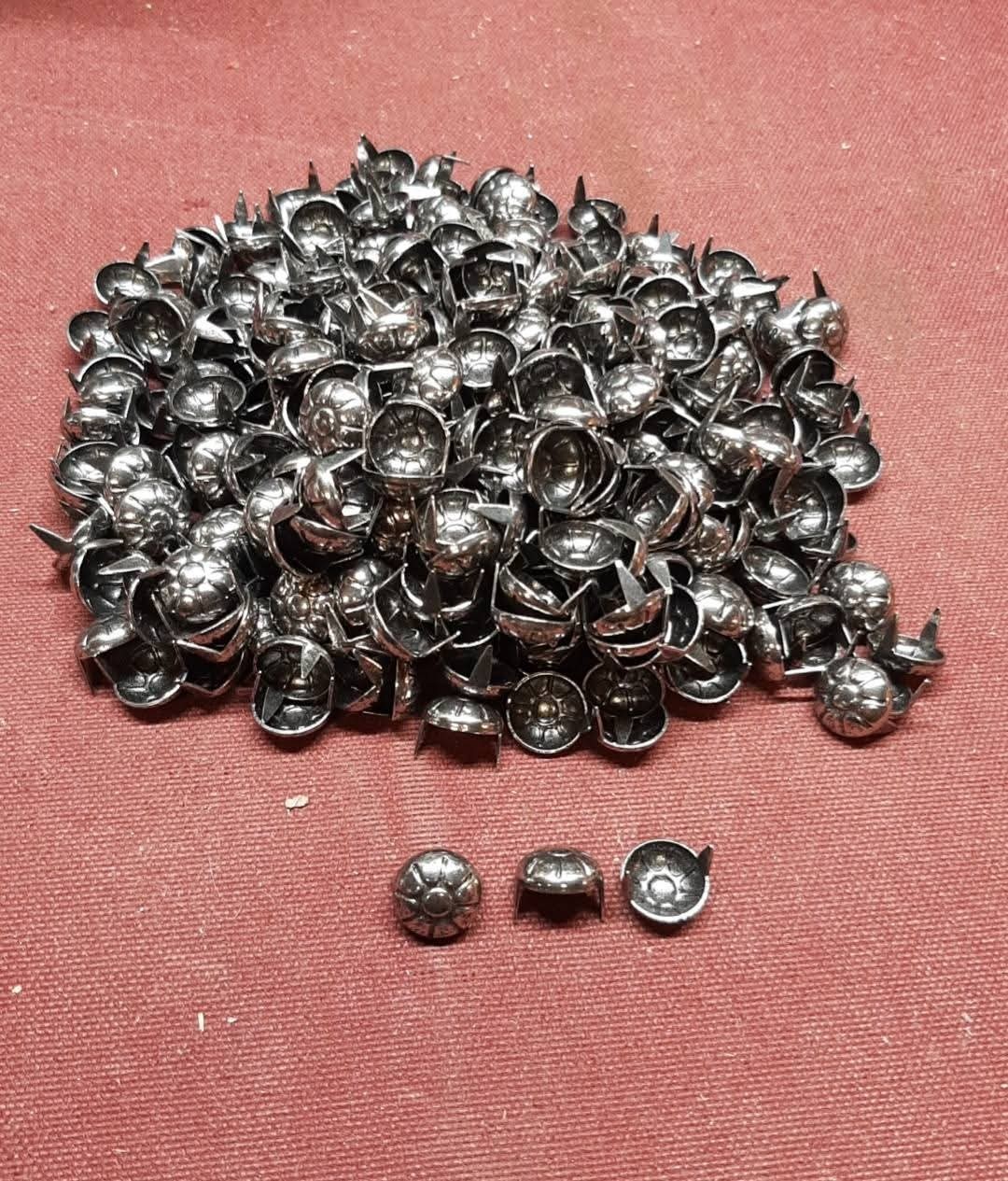 Leather Hardware- Antique Silver Plated Brass Flower Spots – 1/2″