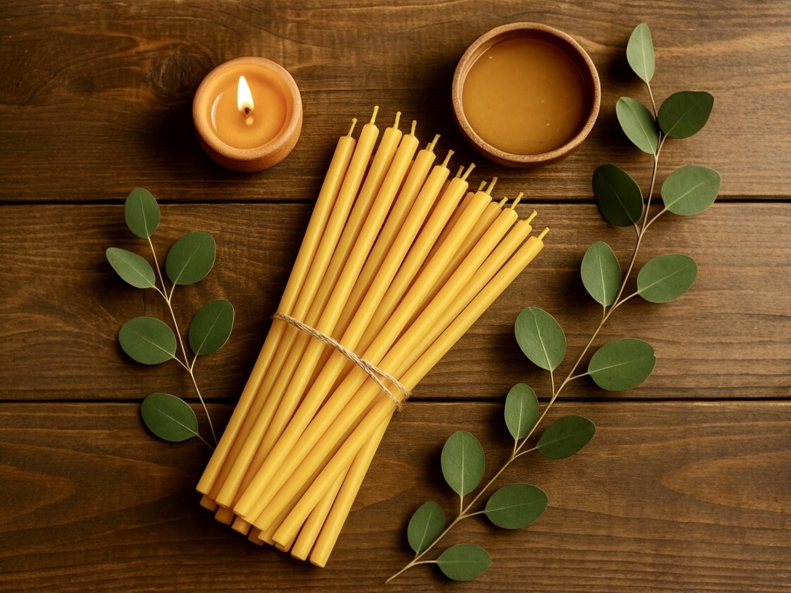 50 Natural 100% Pure Raw Beeswax Taper Candles (6″) Honey Scent Birthday Cake…
