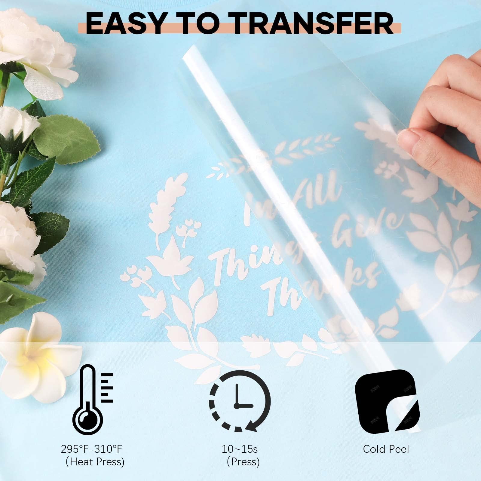 White Heat Transfer Vinyl 12X20ft Easy Cut Weed For T Shirts Bags And More