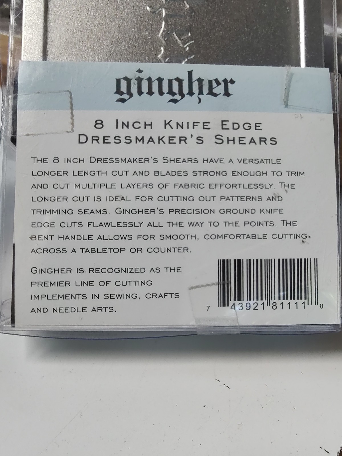 NEW Gingher 8-Inch Knife Edge Dressmaker’s Shears Model #G-8 New In Original Box