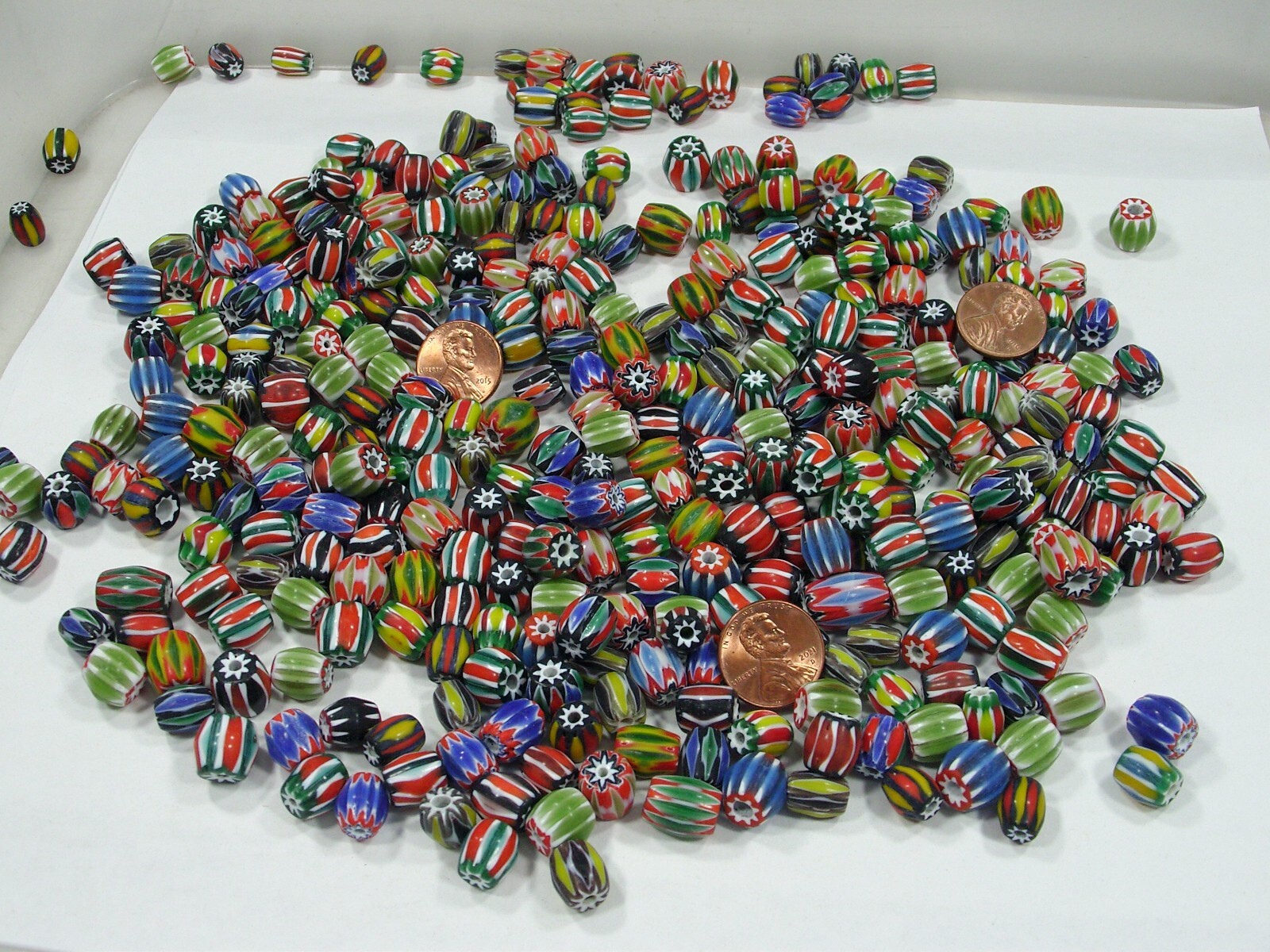 One Pound Assorted India Handmade Chevron Glass Beads Bulk Lot Sale (KPX-53)