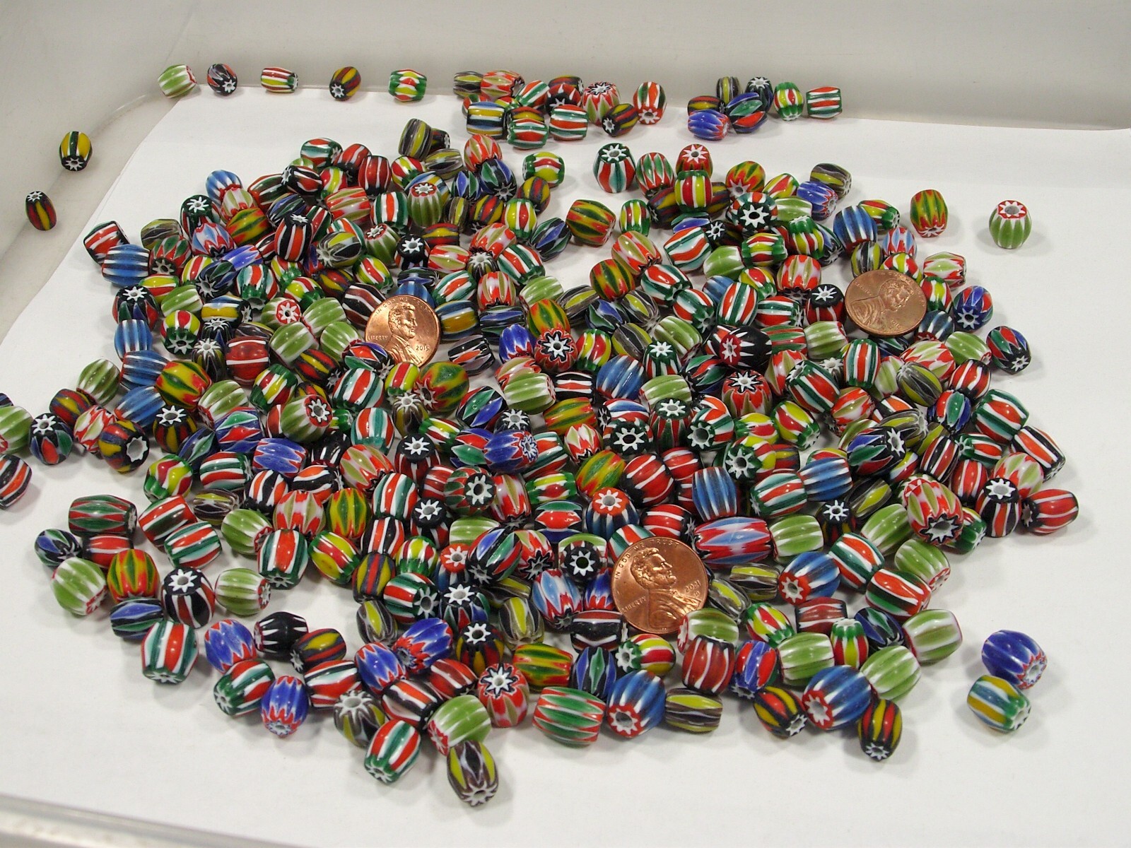 One Pound Assorted India Handmade Chevron Glass Beads Bulk Lot Sale (KPX-53)