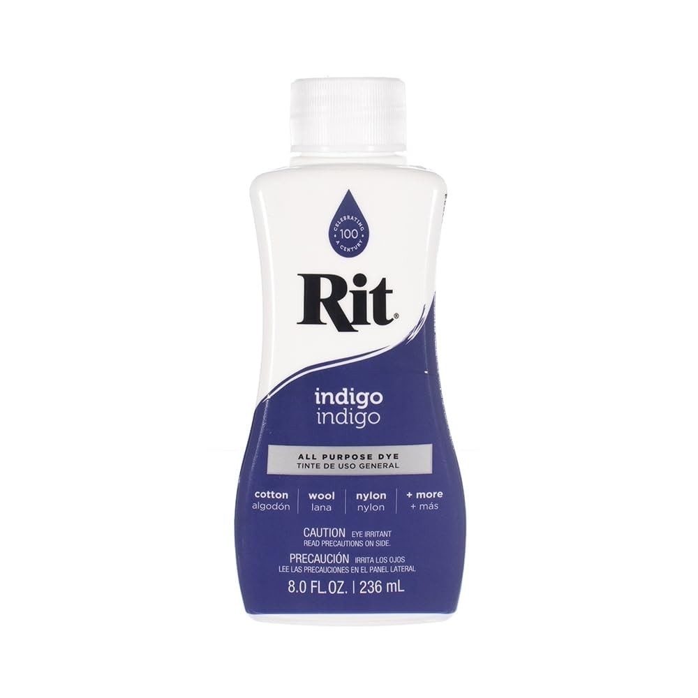 Liquid Fabric Dye 8 Oz – Indigo Color for Clothing, Décor & Crafts with Fixative