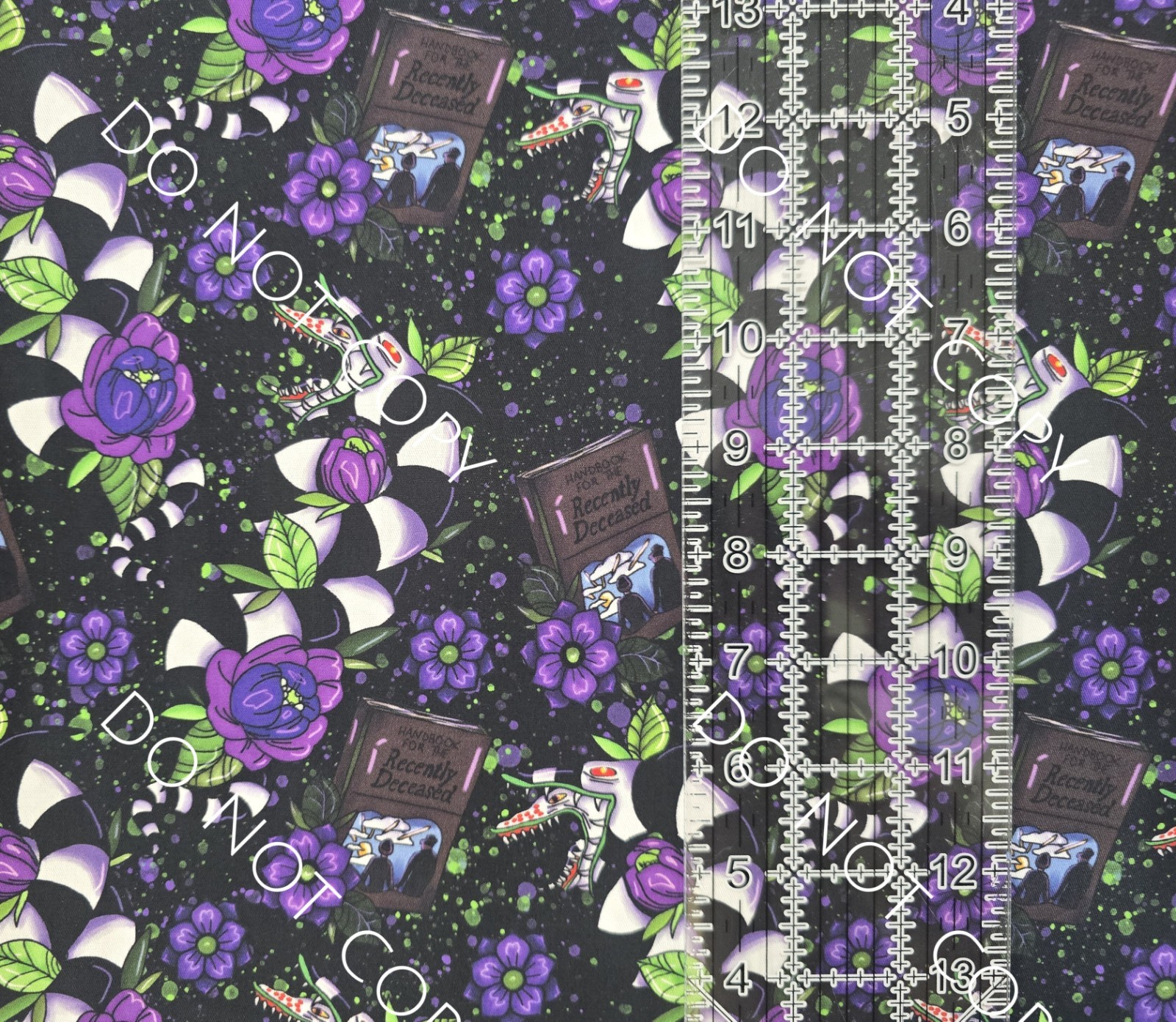 Custom 100% Cotton Woven Fabric Beetlejuice Movie Sandworms 1/4 Yard 9×56 Purple