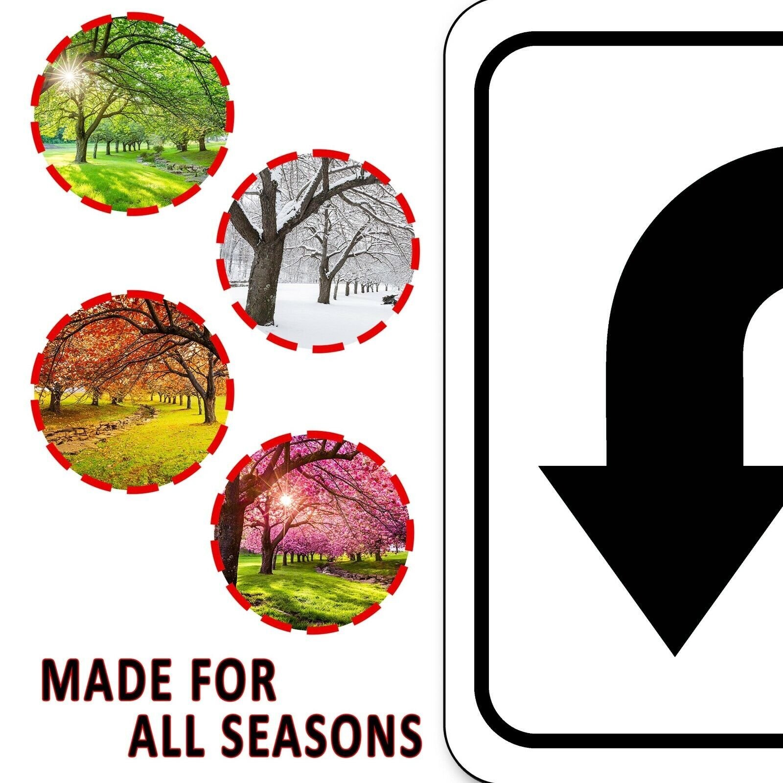 U-Turn left arrow Black metal outdoor sign
