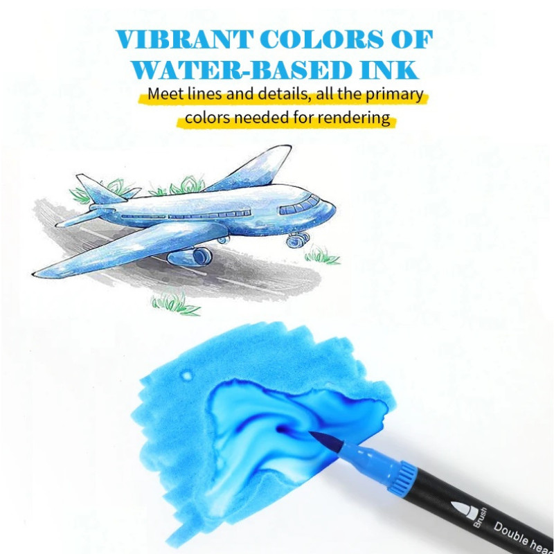 120 Color Dual Tip Watercolour Pen Fine and Brush Tip Markers for Adults & Kids