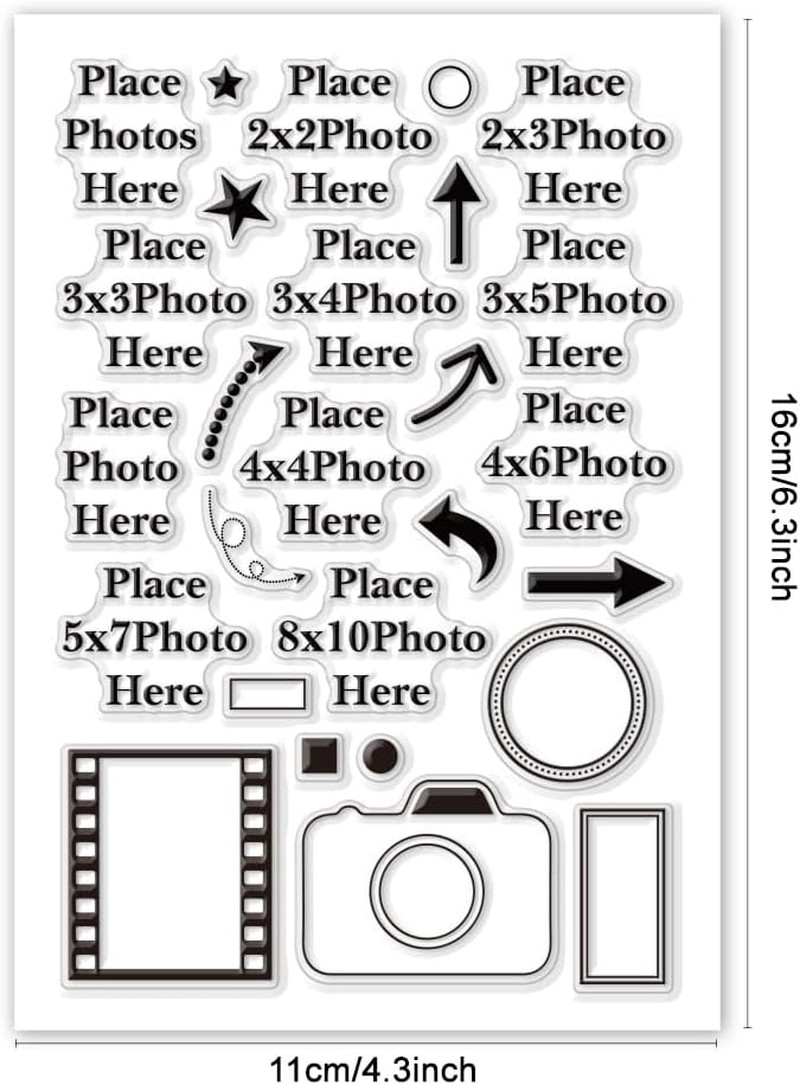 Place Photo Here Clear Stamp Arrow Silicone Stamp Camera Rubber Stamp Image Fram