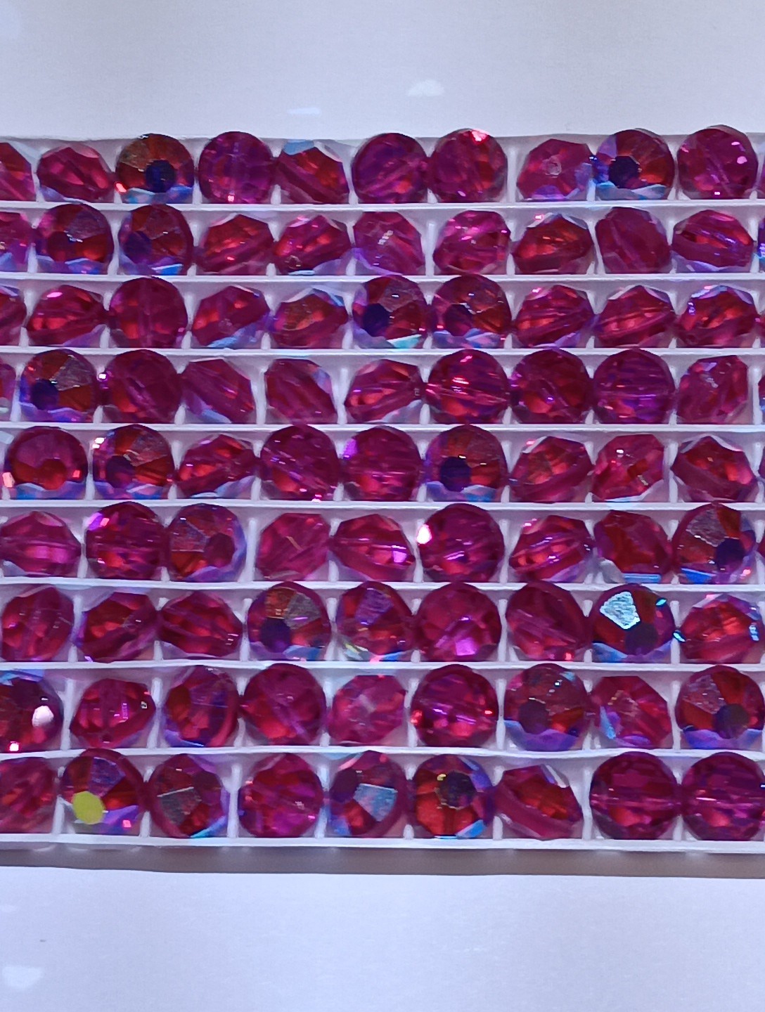 NEW VINTAGE Swarovski Fuchsia AB 8mm Tablet Lentel Beads Art5100 Lots of 12pcs