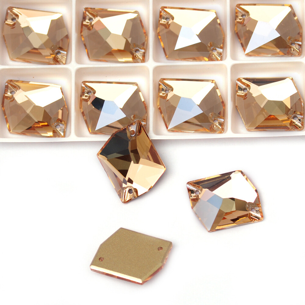 Glass Crystal Golden Shadow Sew ON Rhinestones Rivoli Oval Navette Square Triang